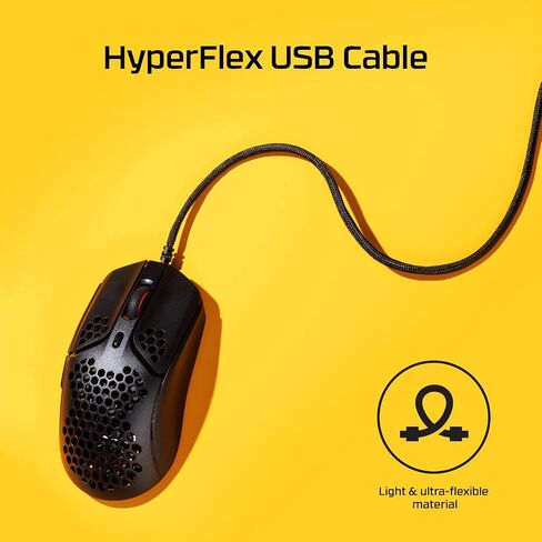 HyperX Pulsefire Haste – Gaming Mouse – Ultra-Lightweight, 59g, Honeycomb Shell, Hex Design, Hyperflex USB Cable, Up to 16000 DPI, 6 Programmable Buttons - Black/Red (Renewed) in Saudi Arabia