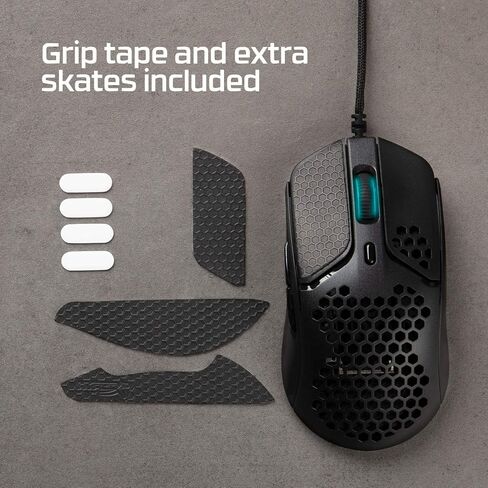 HyperX Pulsefire Haste – Gaming Mouse – Ultra-Lightweight, 59g, Honeycomb Shell, Hex Design, Hyperflex USB Cable, Up to 16000 DPI, 6 Programmable Buttons - Black/Red (Renewed) in Saudi Arabia