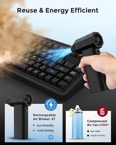 Duster Air Air مضغوط ، منفاخ ميني Super Power Mini Cordless ، Duster Air Electric القابل للتعديل بثلاث سرعات ، لا يوجد منفاخ هواء قابل لإعادة الشحن المعلبة لتنظيف سيارة كمبيوتر المفاتيح ، هدايا للرجال in Saudi Arabia