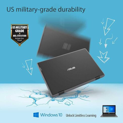 ASUS BR1100 LAPTOP 2IN1 ، 11.6in كمبيوتر محمول تعمل باللمس ، CELERON N6000 ، ذاكرة وصول عشوائي 8GB ، 128GB SSD ، HDMI ، Windows 10 Pro (متجدد) in Kuwait