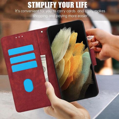 ASUWISH PHONE CASE لـ SAMSUNG GALAXY S21 ULTRA 5G WALLET WALLET مع حامي الشاشة الزجاجية المقسّر in Kuwait