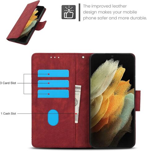 ASUWISH PHONE CASE لـ SAMSUNG GALAXY S21 ULTRA 5G WALLET WALLET مع حامي الشاشة الزجاجية المقسّر in Kuwait