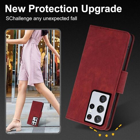 ASUWISH PHONE CASE لـ SAMSUNG GALAXY S21 ULTRA 5G WALLET WALLET مع حامي الشاشة الزجاجية المقسّر in Kuwait