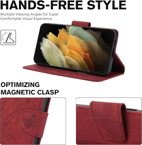 ASUWISH PHONE CASE لـ SAMSUNG GALAXY S21 ULTRA 5G WALLET WALLET مع حامي الشاشة الزجاجية المقسّر in Kuwait