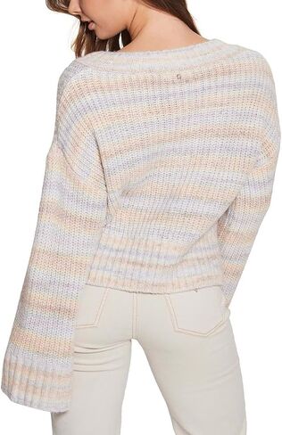 GUESS Women's Long Sleeve Space Dye Neena V-Neck Sweater in Saudi Arabia