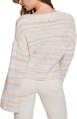 GUESS Women's Long Sleeve Space Dye Neena V-Neck Sweater in Saudi Arabia