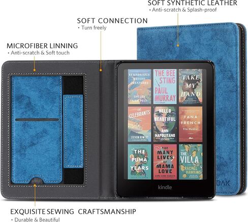 COBAK CASE مع Stand for Kindle Paperwhite 12th Gen 2024 تم إصداره (7 ") و kindle Colorsoft Signature Edition - غطاء جلدي متين مع إيقاظ النوم التلقائي ، فتحة البطاقة ، ميزة حزام اليد in Saudi Arabia