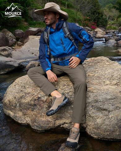 Men's Hiking Pants Outdoor Water Resistant Flex Ripstop Cargo Pants Quick Dry Lightweight Fit Pants 6 Pockets and Belt in Kuwait