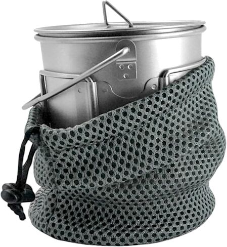 (مجموعة 2PC) Titanium 450ml و 750 مل من Titanium Compact Compact Cup Open Flame Cup و Kettle Mug Kit مع الأغطية ، وحالات السفر من النايلون | 250 غرام | تناسب معا in Saudi Arabia
