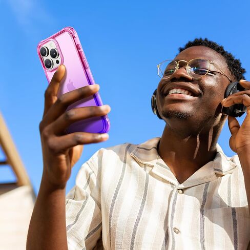 Mkeke for iPhone 15 Pro Case ، [وليس الصفراء] [حماية الصف العسكري] حالة هاتف مقاومة للصدمات لـ Apple iPhone 15 Pro 2023 Purple Pink in Kuwait