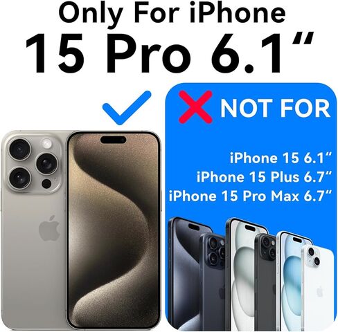 Mkeke for iPhone 15 Pro Case ، [وليس الصفراء] [حماية الصف العسكري] حالة هاتف مقاومة للصدمات لـ Apple iPhone 15 Pro 2023 Purple Pink in Kuwait