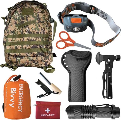 Emergency Survival Kit for Men & Women with Medical Supplies | Professional Survival Gear First Aid Kit | Outdoor Trauma Bag for Hiking Camping Backpacking & Adventure | Gift for Men in Saudi Arabia
