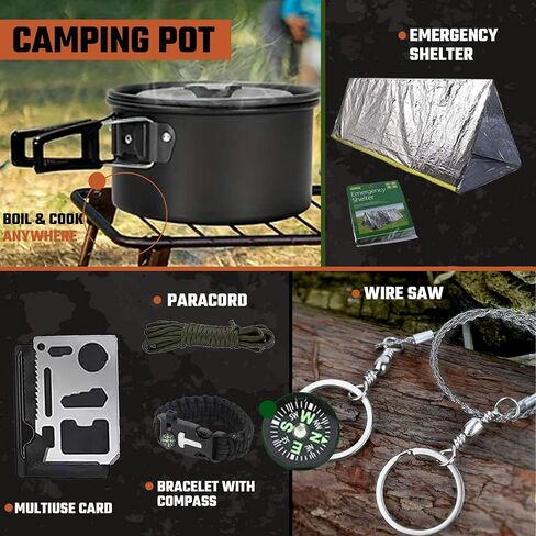 Emergency Survival Kit for Men & Women with Medical Supplies | Professional Survival Gear First Aid Kit | Outdoor Trauma Bag for Hiking Camping Backpacking & Adventure | Gift for Men in Saudi Arabia