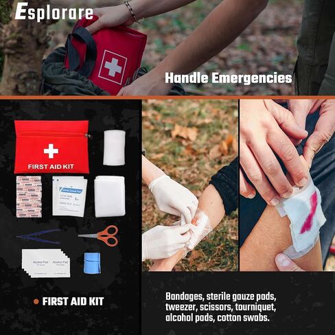 Emergency Survival Kit for Men & Women with Medical Supplies | Professional Survival Gear First Aid Kit | Outdoor Trauma Bag for Hiking Camping Backpacking & Adventure | Gift for Men in Saudi Arabia