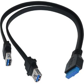 Dual Port USB 3.0 to 19pin Adapter Motherboard 19pin to Dual USB3.0 Extension Cable Length 0cm/11.81in Box Front Panel Cable