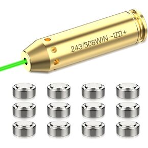 .243/308 Green Laser Bore Sight with Extra Batteries for Scope Sighting and Zeroing Optics