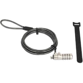 Manhattan Combination Laptop Lock -with Long 6 ft Security Cable, Resettable 4 Digit Combo, Strong Cut Resistant Steel - For Computer, Notebook, Displays, Projector – Lifetime Mfg Warranty- 440493