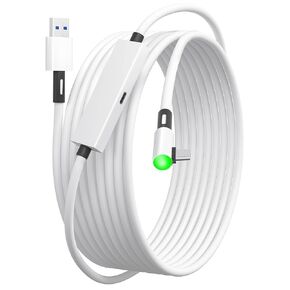 Kuject Link Cable with Charging for Quest 3S/3, Quest 2 and Quest Pro, with Separate Charging Port for Uninterrupted Power and LED Indicator, USB 3.0 Type A to C Cable for VR Accessories and Gaming PC