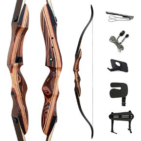 Deerseeker Archery 62" Takedown Recurve Bow Set for Adults & Youth with Right Hand & Left Handed Laminated Wooden Riser Bow Hunting Target Shooting 20-60lbs