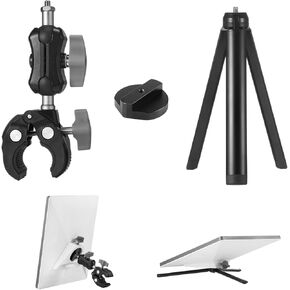 Aluminum Alloy Tripod Mount Adapter Set for Starlink Mini Dish, 3-in-1 Kit Includes Tripod Mount Adapter with 1/4"~20 Threaded, Heavy Duty Clamp, Portable Aluminum Alloy Tripod