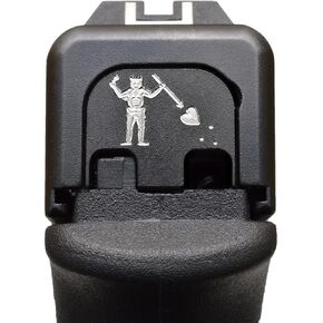 Milspin Slide Back Plate (Butt Plate) Compatible with Glock Gen 1-5, Models G17 19 21 22 23 24 26 27 29 30 31 32 34... 41 45 47 I Blackbeards Flag I Black on Stainless Steel I Made in USA