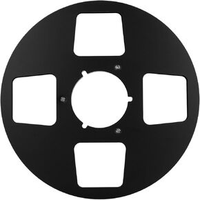 1/4 10.5 Inch Empty Tape Reel, 4 Hole Universal Open Reel with Stainless Steel Screws, Aluminum Alloy Low Noise Empty Reel for Tape Players (Black)