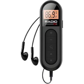 WEISHUWAN Portable Black Modern FM Radio Receiver, Rechargeable Mini Pocket Radio with Best Reception & Stereo Sound, Ideal for On-The-Go Listening, Jogging, Camping