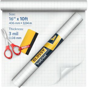 Self Adhesive Clear Glossy Laminating Roll 16" x 10ft 3 MIL Multipurpose Laminating Film Roll Peel and Stick