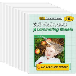 KTRIO 10 Mil Self-Adhesive Laminating Pouches 8.5 x 11 inches, 10 Pouches, Clear Self Sealing Laminate Sheets for Crafts, No Machine Needed Self Laminating Sheets