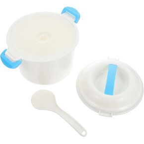 HEMOTON Microwave Cookware Small Microwave Cooker for Rice: Microwavable Food Container for Rice Soup Chicken Pasta Easy Cooking Microwave Cookware White M Non Stick Rice Cooker