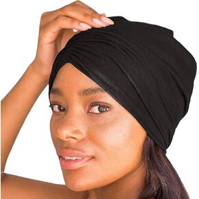 Kitsch Satin Lined Beanie - Silk Bonnet for Sleeping Women, Breathable Hair Cover for Sleeping, Stretchable Slouchy Beanie, Bonnets for Women, Hair Wrap, Reduce Breakage for Freez-Free Hairs - Black