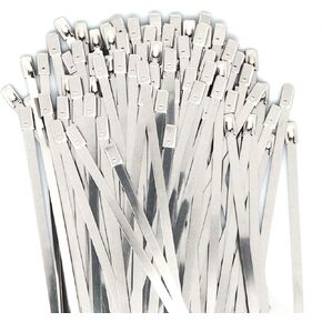 Metal Zip Ties 5.9 inch, 100pcs 304 Stainless Steel Zip Ties Heavy Duty Self-Locking Stainless Steel Cable Ties Metal Tie Wraps For Fence Exhaust Pipe Outdoor