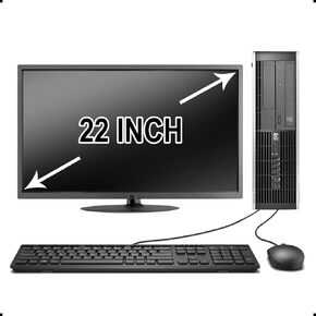 HP Elite Desktop Computer Package - Windows 10 Professional, Intel Quad Core i5 3.2GHz, 8GB RAM, 500GB HDD, 22inch LCD Monitor, Keyboard, Mouse, WiFi (Renewed)