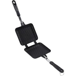 Sandwich Pan Breakfast Double Sided Frying Pan Flat Bottom Nonstick Sandwich Panini Maker Pan Pattern Grid Nonstick Sandwich Pan