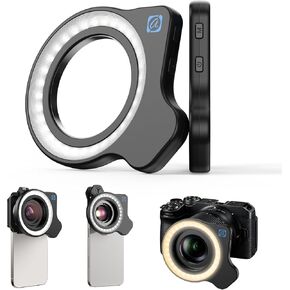 APEXEL 37mm 52mm Thread Macro Lens Fill Light, Portable Camera Lens Ring Light with High Power 32 LED/CRI 95+/45 Light Modes for APEXEL HD 100MM SLR Macro Lens Attachments