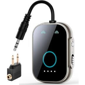 Bluetooth V5.3 Transmitter Receiver Low Latency 2-in-1 Adapter for Airplane/TV/Car/PC/MP3 Player/Home Theater/Switch/Gym Equipment,Supports up to 2 AirPods/Wireless Headphones.