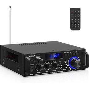 AEXCVG Stereo Home Audio Amplifier BT-298A+ HiFi Bluetooth Stereo Receiver 40Wx2 Mini Home Theater Amplifier with MIC Input,SD,USB, AUX,FM, Remote Control, Stereo Bluetooth Amplifier for Karaoke,Home