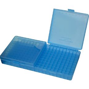 MTM Case-Gard P-200 Series Flip Top Handgun Ammo Box .45 ACP/.40 S&W and Similar Rounds Holds 200 Rounds Clear Blue