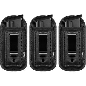 3 Pack Universal Magazine Holster, IWB Mag Pouch Concealed Carry, Single Double Stack Mags Holder for Glock 17 19 26 43 Sig P365 P320 S&W M&P 9mm .40 .45 .380 Fits 7 10 15 Round Ammo Clips for Pistols