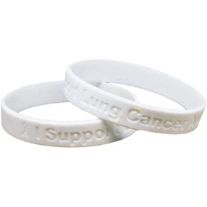 5 White" I Support Lung Cancer Awareness" Bracelets 100% Medical Grade Silicone - Latex and Toxin Free - 5 Bracelets - Show Your Support For Lung Cancer Awareness