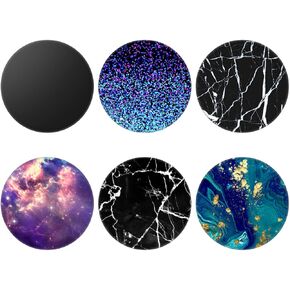 6 Pack Cellphone Phone Grip and Smartphones Stand, Collapsible Cell Phone Expanding Holder for Phone - Black Marble Blue Galaxy, ZJ004