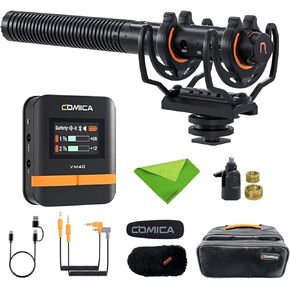 COMICA VM40 Wireless Shotgun Microphone,2.4G Super Cardioid Polar Pattern,48kHz/32-bit Float Recording,Wired/Wireless Dual Modes,32G On-Board Recording for 40-Hour Storage(VM 30 Upgraded Version)
