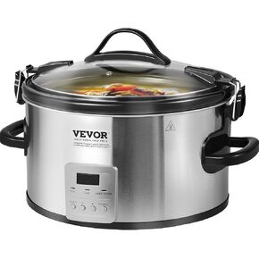 VEVOR Slow Cooker, 8QT 320W Electric Slow Cooker Pot with 3-Level Heat Settings, Digital Slow Cookers with 20 Hours Max Timer, Locking Lid, Ceramic Inner Pot for Home/Commercial Use in Saudi Arabia