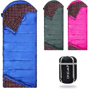 0 Degree Sleeping Bag for Cold Weather,100% Cotton Flannel XXL for Adults Big and Tall Cold Weather Winter Zero Degree Camping,Free Compression Sack