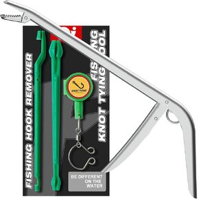 3 Pcs Fish Hook Remover Tool & Knot Tying Tool Kit, Fishing Plier Hook Remover, Hook Disgorger, Fish Dehooker, Lure Extractor, Saltwater Hook Out Grabber, Stainless Steel Hook Removal Tool