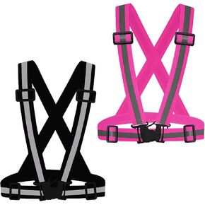 2Pack Reflective Vest Running Gear, Safety Ves Adjustable High Visibility for Night Cycling, Highking, Dog Walking, Jogging