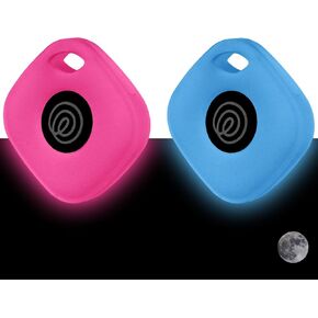 Silicone Case for Tile Mate 2024 with Carabiners, 2 Pack Anti-Scratch Protective Cover for Tile Tracker (Luminous - Blue & Pink)