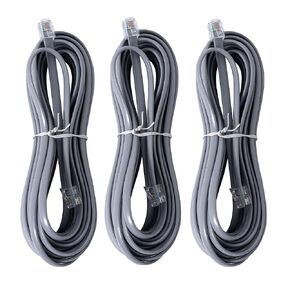 RJ12 Cable Phone Cord 25ft RJ12 6P6C Male to Male Straight Wired for Both Data and Voice Use - 25Feet-Silver-3 Pack