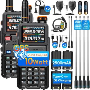 BAOFENG 5RH PRO GPS Ham Radio 10W High Power, VHF/1.25M/UHF (4PSC Batteries, 8 Antennas), 8 Bands Long Range Two Way Radio Handheld, APRS, Air Band,NOAA,Tri Band,Upgrade of BAOFENG 5RM-2 Pack Full Kit
