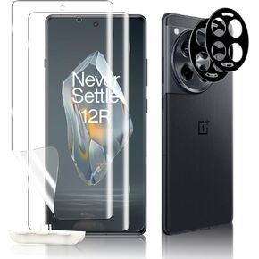 2+2 pack for OnePlus 12R Screen Protector, Flexible TPU Protective Film with Camera Lens Protector [3D Full Coverage] [Anti-Spy] [Scratch-Resistant] for Oneplus 12R Film